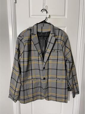 Suit for Men Size XL Yellow and Gray Plaid Blazer M535